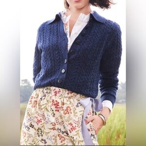 Spartina 449 Deep Blue Cable Knit Cardigan